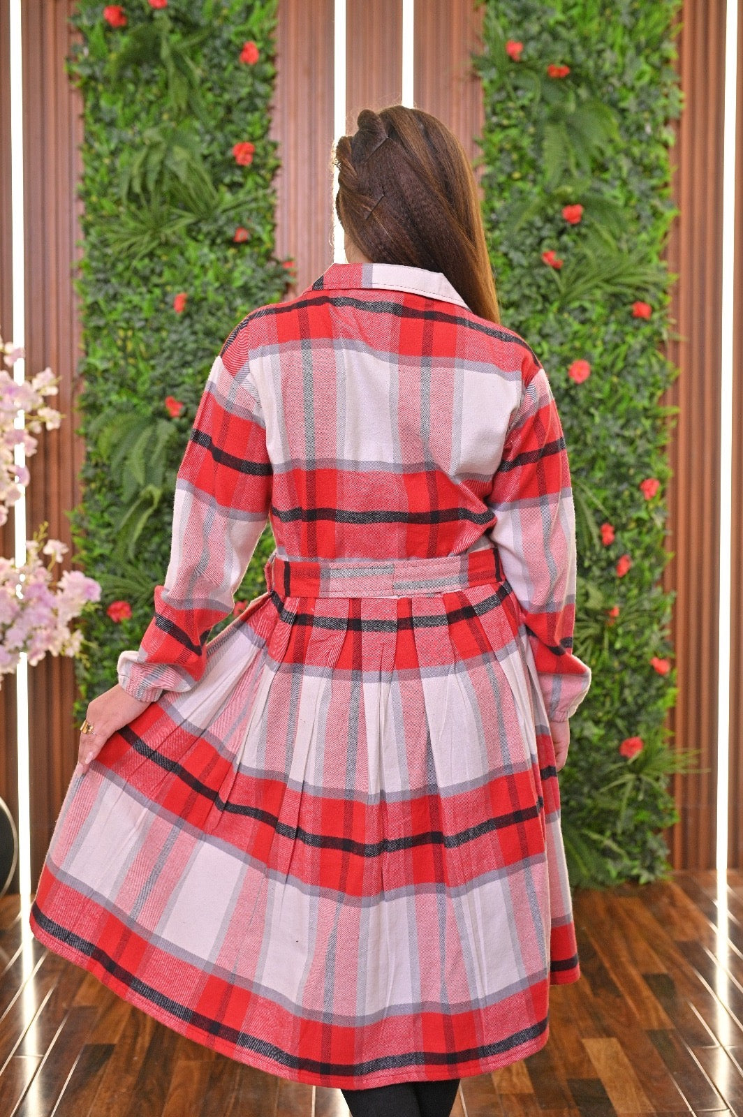 CH 489 Coat Style Collared Tile Dress