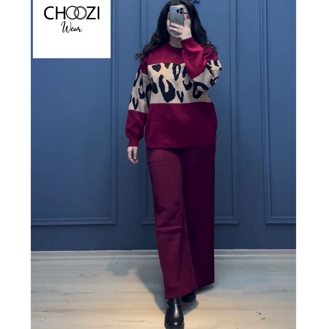 CH 526 2 Pcs Printed Fleece Co ord Set