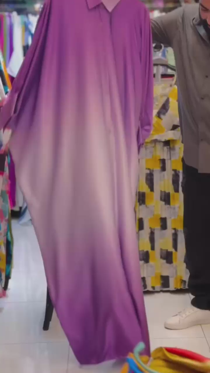CH 532 Collar Shaded Style Silk Kaftaan Dress - Chooziwear