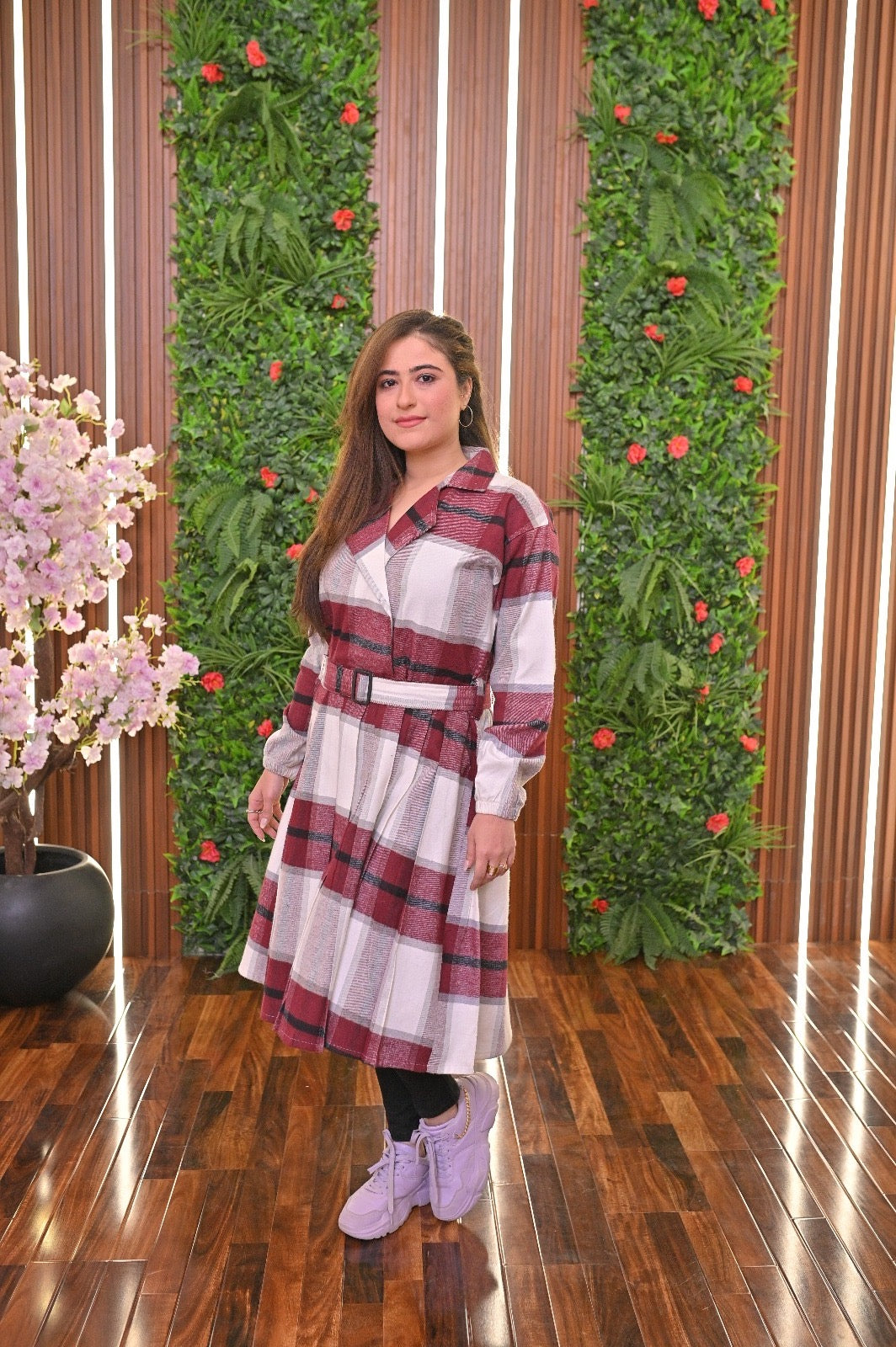 CH 489 Coat Style Collared Tile Dress