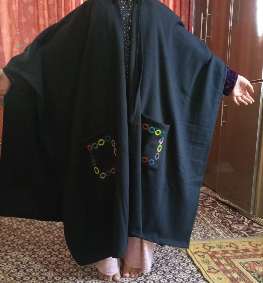 Hooded Winter Fleece Fabric Cape Shawl CH-393