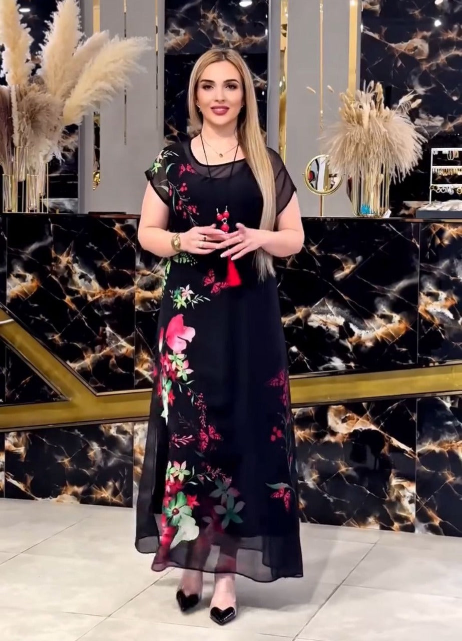 CH 570 - 2 Piece Floral Printed Party Dress - Chooziwear
