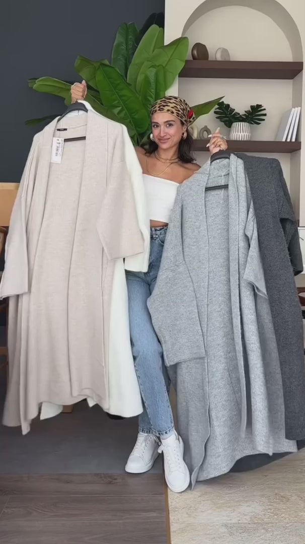 CH 484 Longline Street-Style Long Winter Fleece Fabric Gown