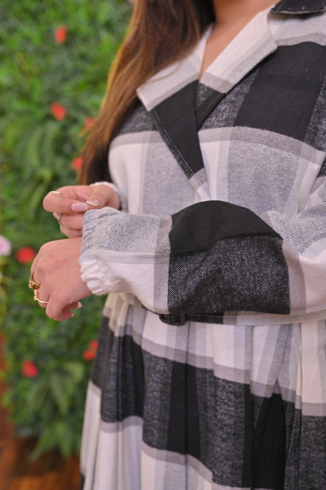 CH 489 Coat Style Collared Tile Dress