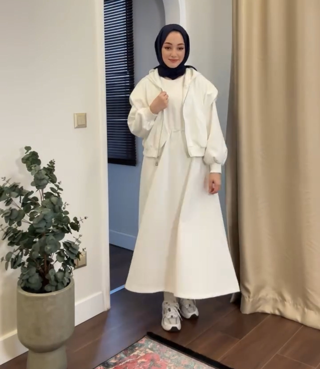 CH 508 Choozi 2 Pcs Winter Outfit Long Frock With Upper Fleece Hoodie