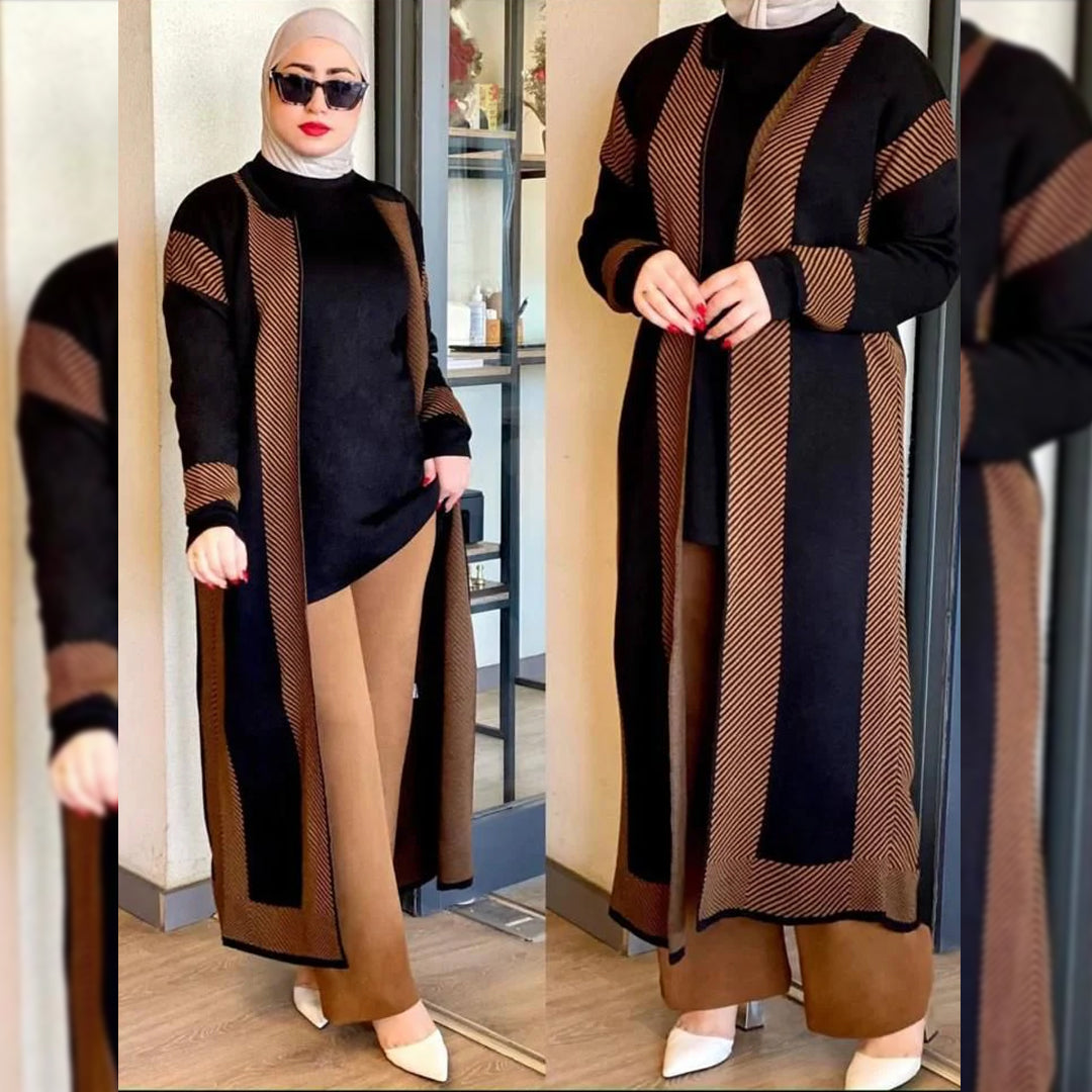 WINTER READY TO WEAR FLEECE DRESS LONG CARDIGAN TOP & TROUSER CH # 331