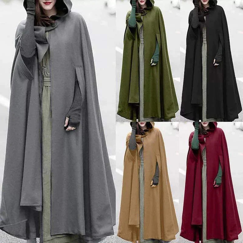 50% OFF women's stylish long cape cloak hooded Coat Hoodies Poncho Warm Cosplay Outwear Windbreaker CH-330