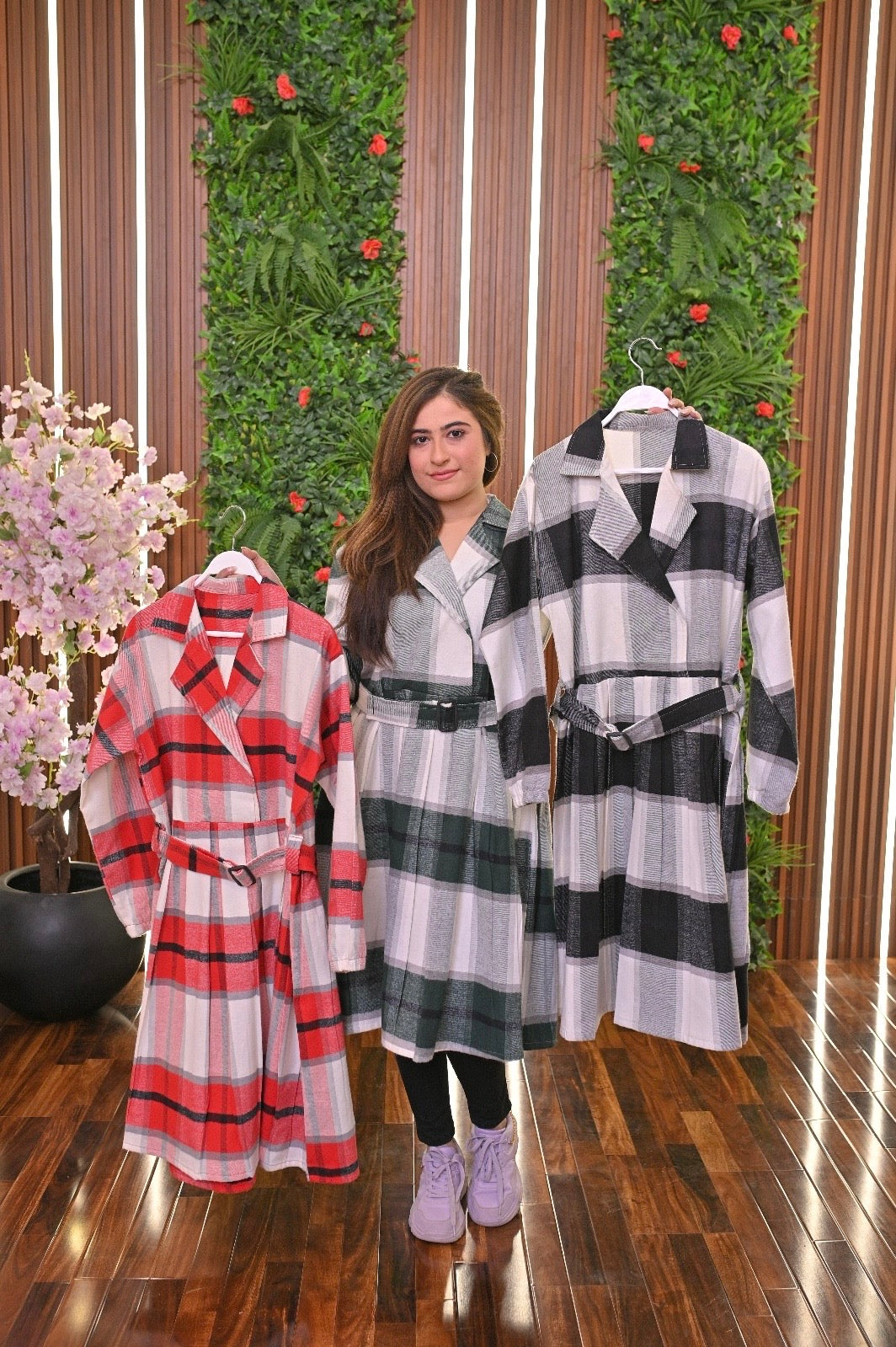 CH 489 Coat Style Collared Tile Dress