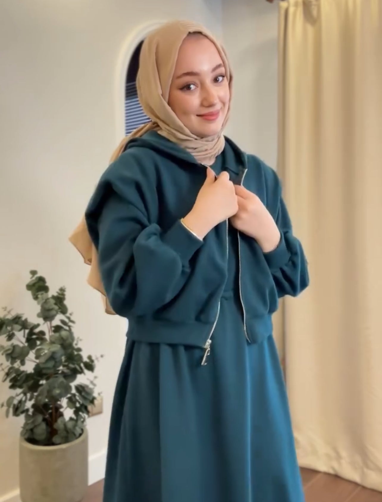 CH 508 Choozi 2 Pcs Winter Outfit Long Frock With Upper Fleece Hoodie