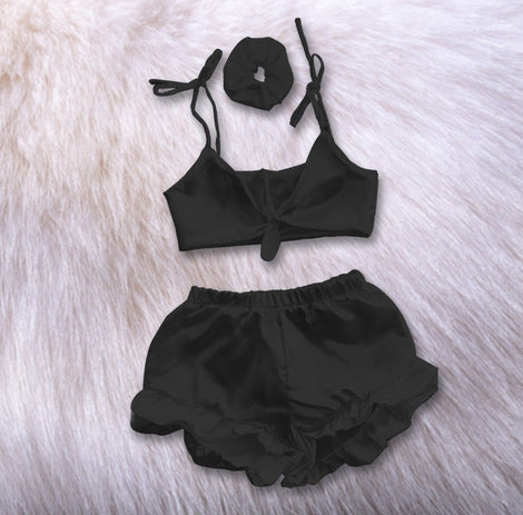 3 in 1 satin silk sleepwear set chk # p38