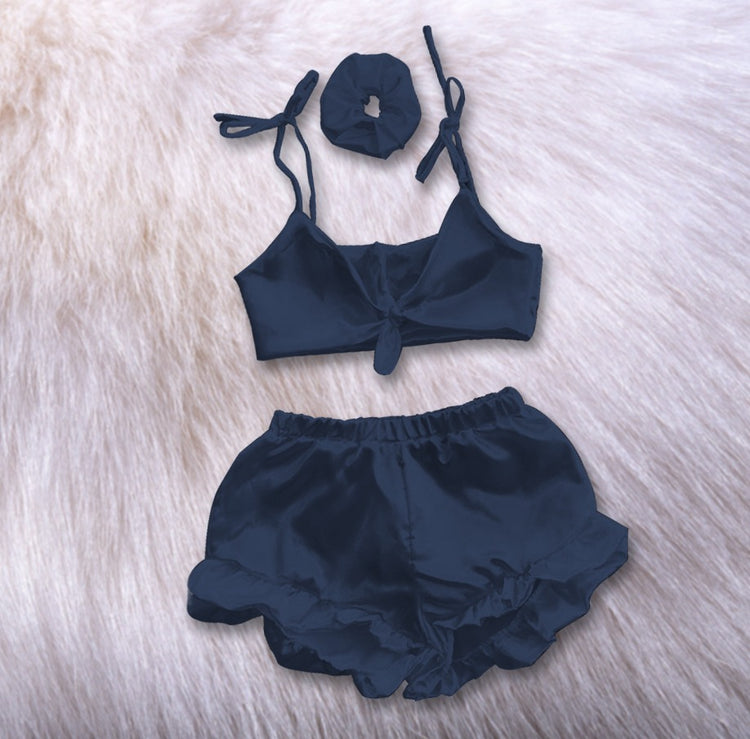 3 in 1 satin silk sleepwear set chk # p38