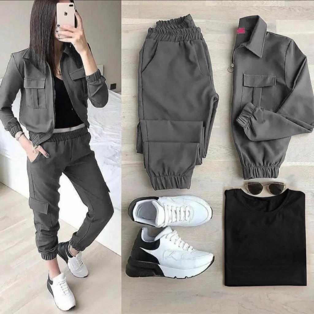 3 Pcs Women Winter Pocket Style Tracksuit LY-0011