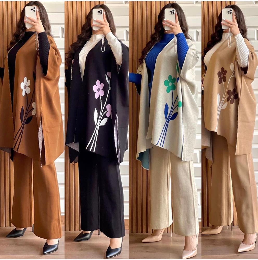READY TO WEAR WINTER 3 PIECE FLEECE SUIT CAPE SHAWL HIGH NECK & TROUSER CH # 328