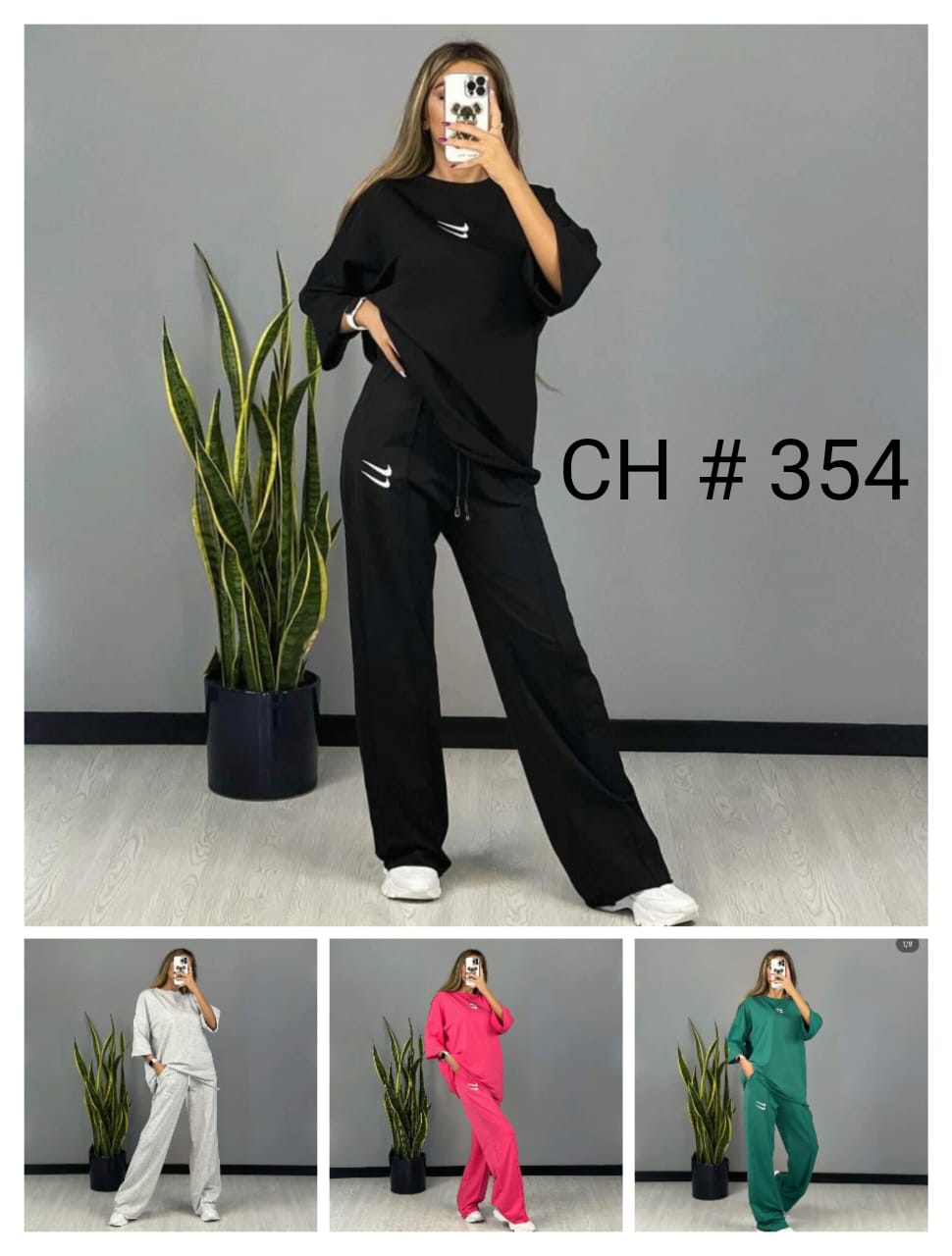 CH # 354 - Exquisite Drop Shoulder T-Shirt And Trousers In Captivating Colors