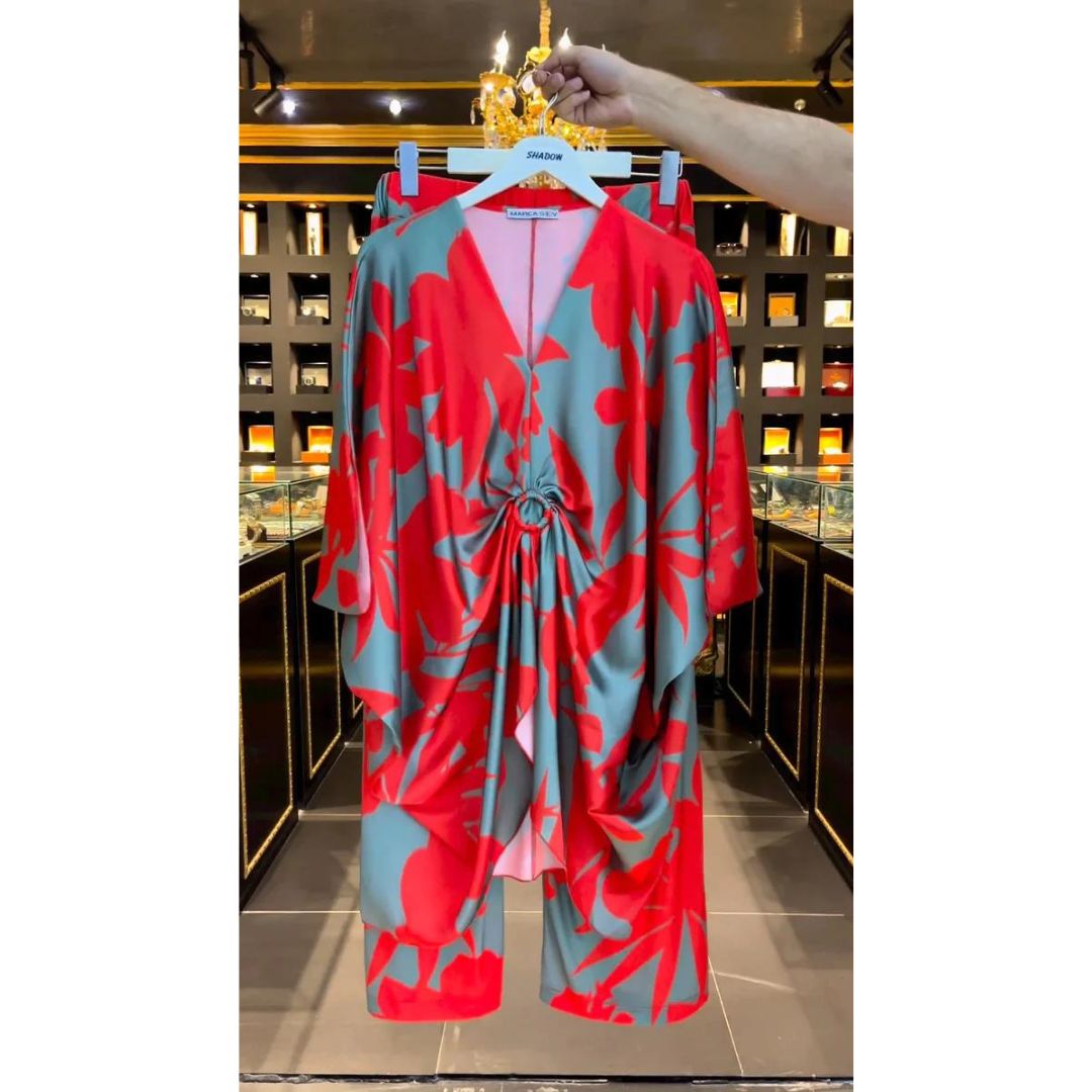Ch # 359 Indonesian Kaftaan Pattern Printed Co Ord Set