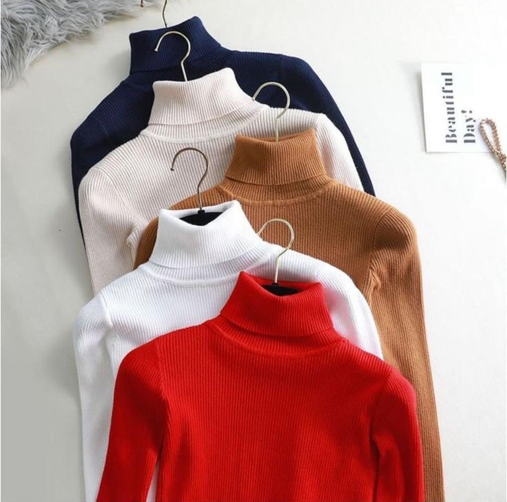 CH # 379 Winter Bliss Basic Plain Fleece Ribbed Cotton Warmth High Neck