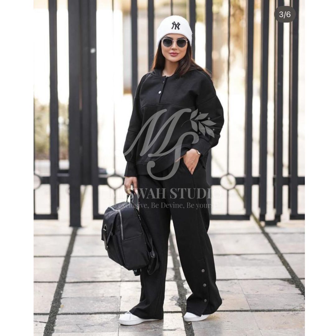 2 Pcs Button Fashion Hooded Winter Tracksuit SW 00106