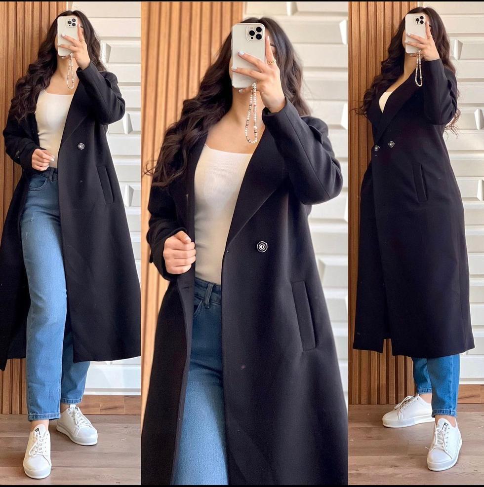 Long Fleece Trench Coat For Women's LY 0023