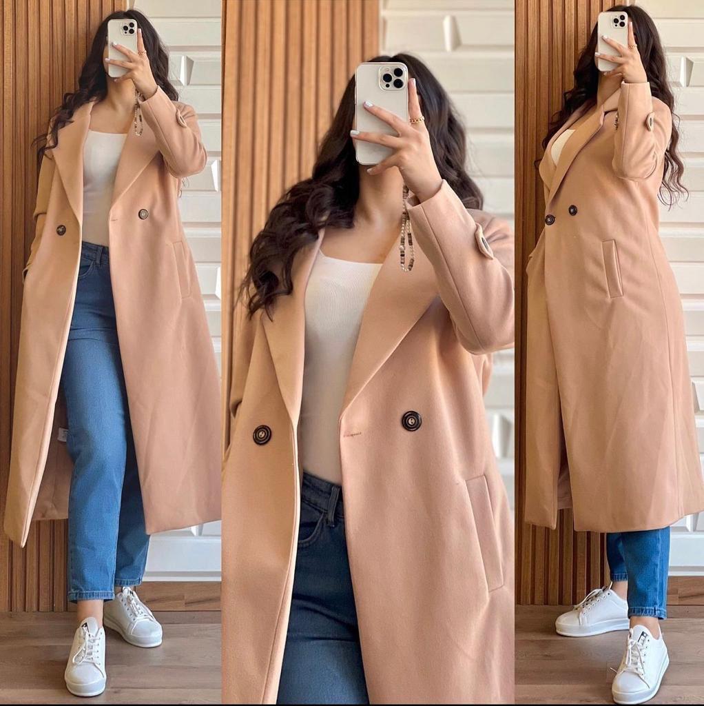 Long Fleece Trench Coat For Women's LY 0023