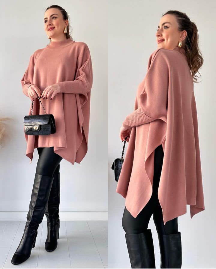 Batwing Style Fleece Shawl Poncho CH-395