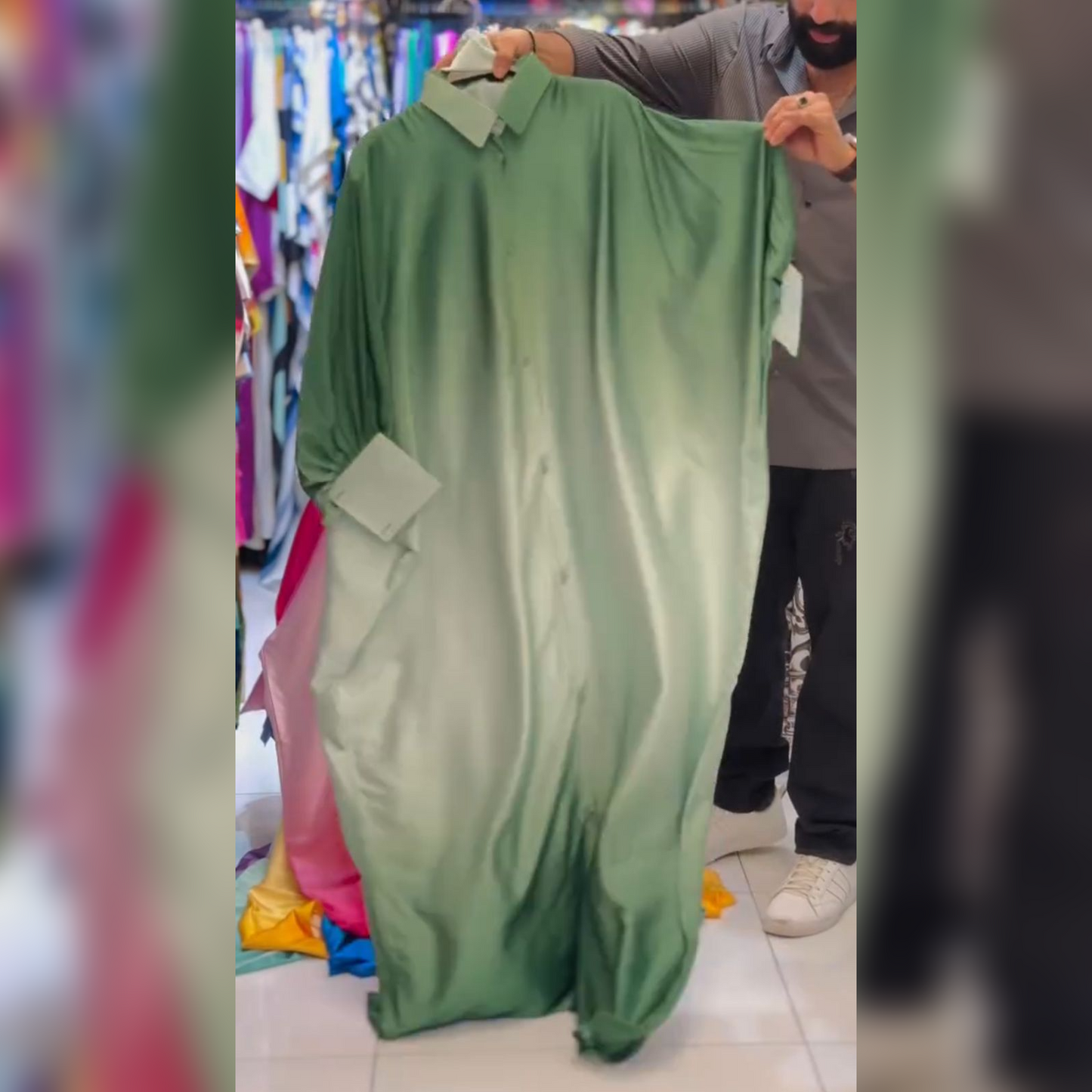 CH 532 Collar Shaded Style Silk Kaftaan Dress - Chooziwear