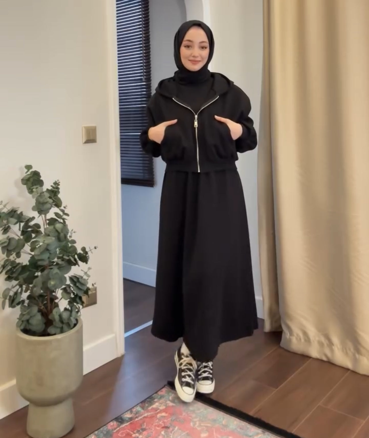 CH 508 Choozi 2 Pcs Winter Outfit Long Frock With Upper Fleece Hoodie