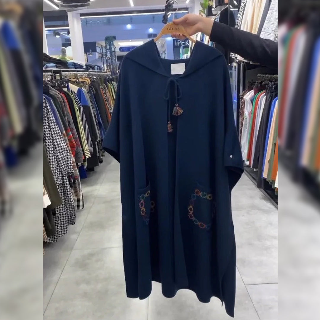 Hooded Winter Fleece Fabric Cape Shawl CH-393
