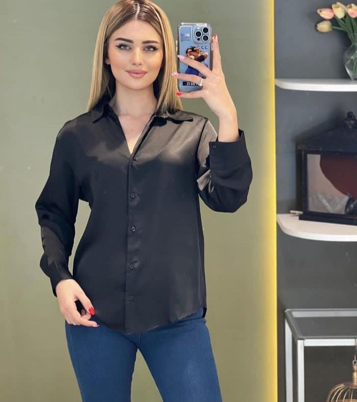 SILK EFFECT FRONT BUTTON FORMAL SHIRT CHK # P51