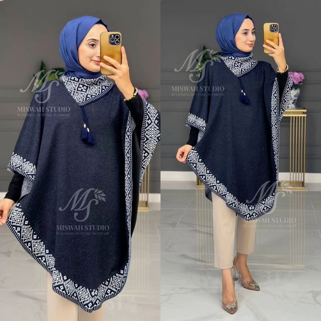 CH # 374 Winter Glam Print Wrap Fleece-Printed Shawl Ponchos With Cozy Neck