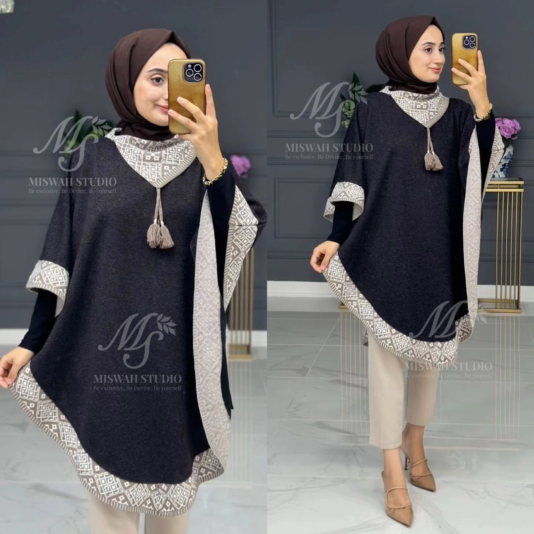 CH # 374 Winter Glam Print Wrap Fleece-Printed Shawl Ponchos With Cozy Neck