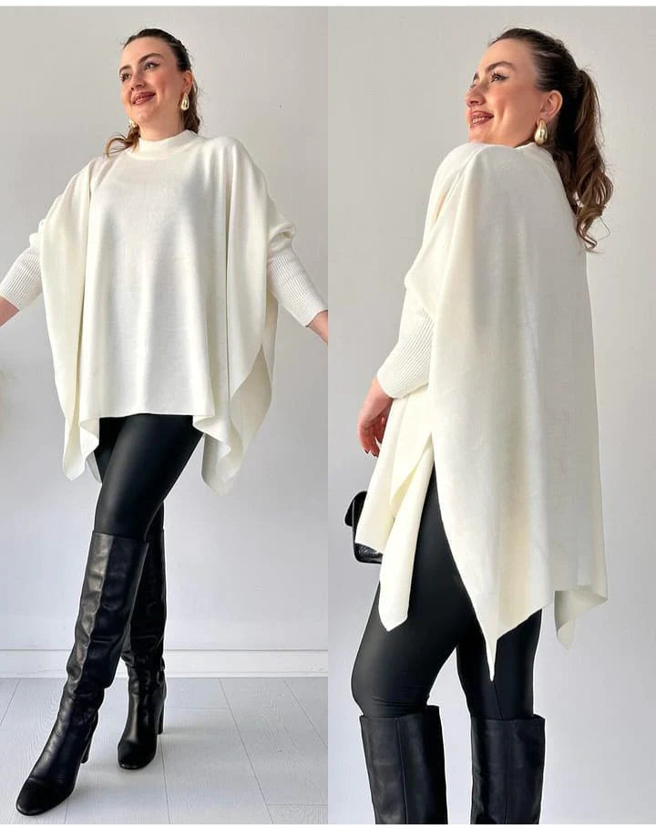 Batwing Style Fleece Shawl Poncho CH-395