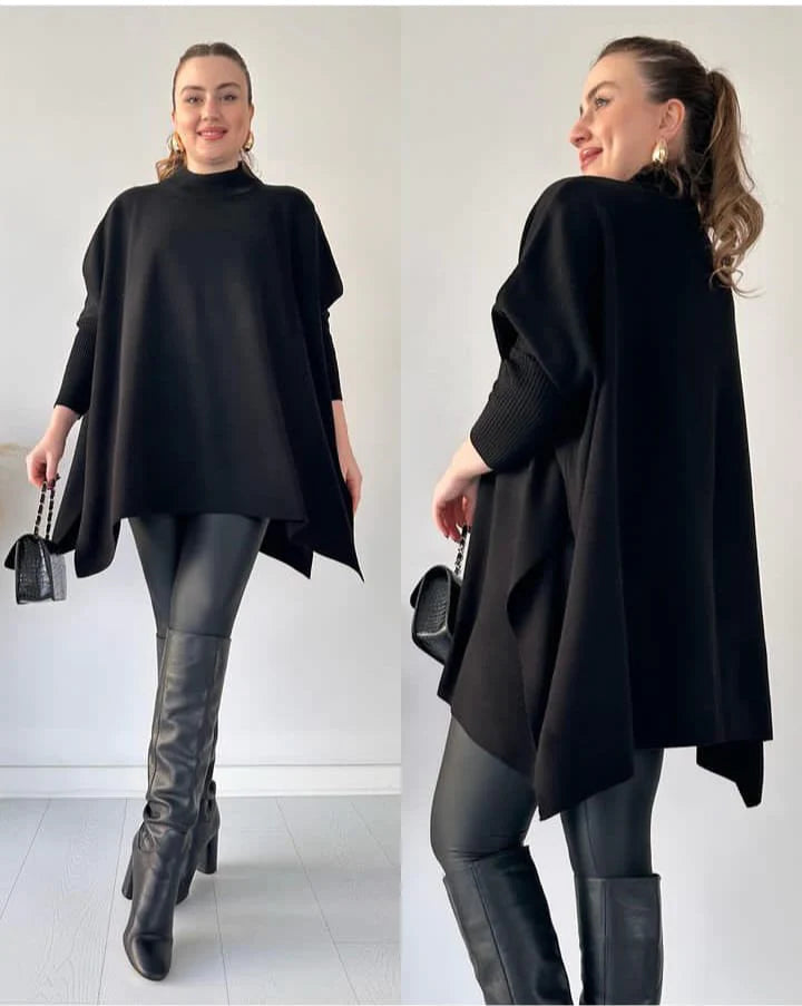 Batwing Style Fleece Shawl Poncho CH-395