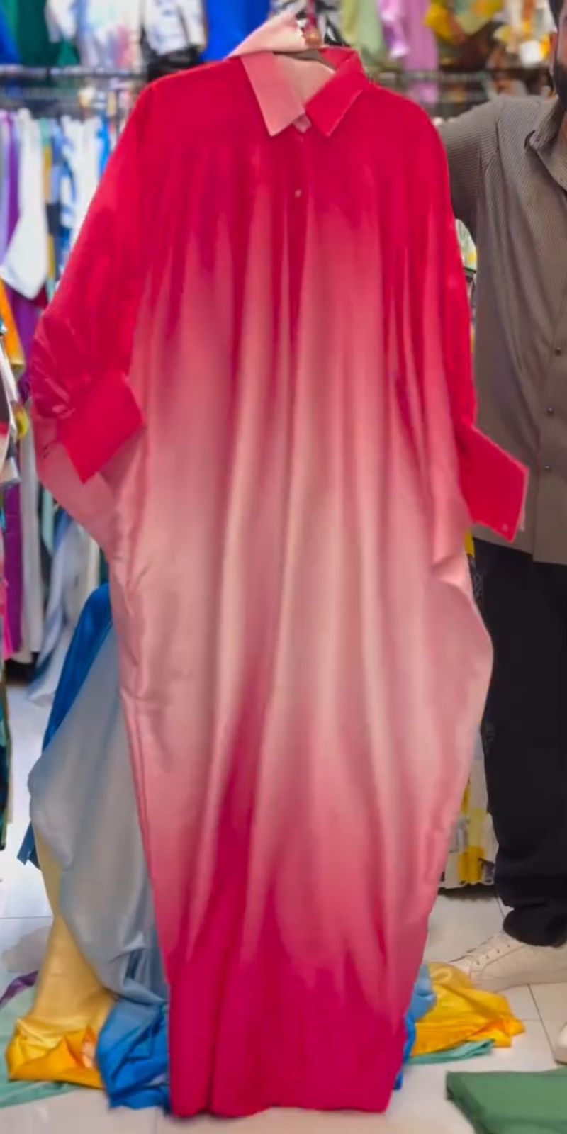 CH 532 Collar Shaded Style Silk Kaftaan Dress - Chooziwear