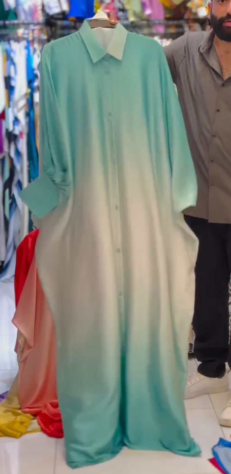 CH 532 Collar Shaded Style Silk Kaftaan Dress - Chooziwear