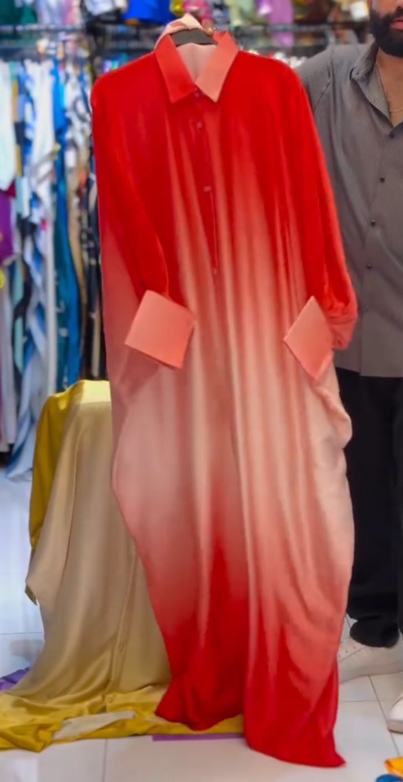 CH 532 Collar Shaded Style Silk Kaftaan Dress - Chooziwear