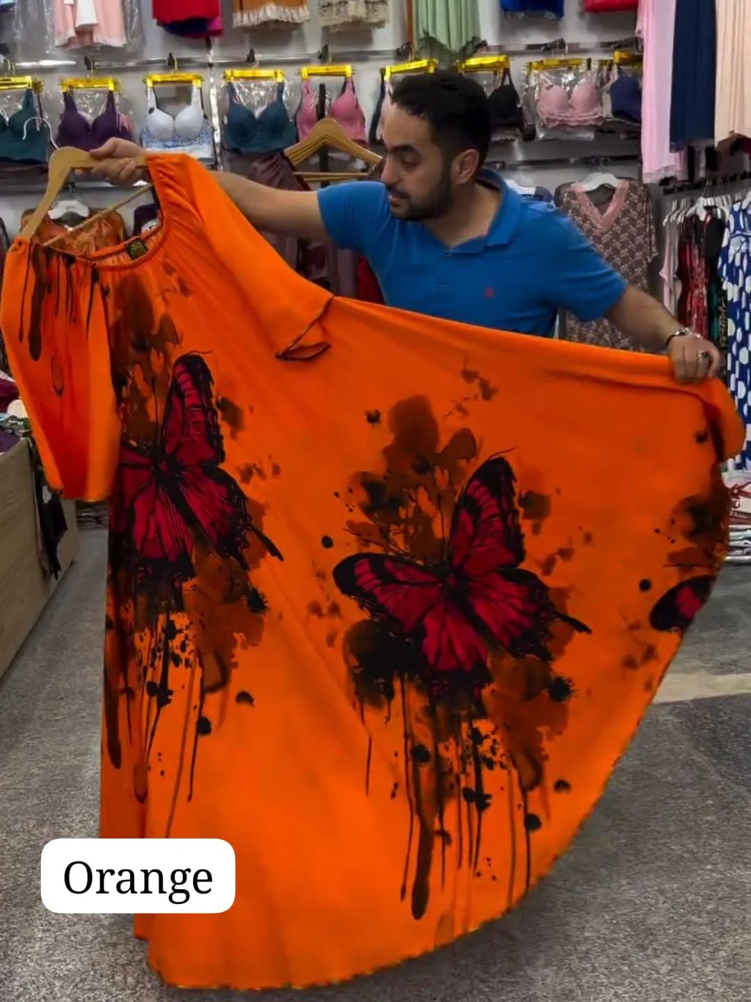 CH 554 Butterfly Printed A-Line Long Frock - Choozi
