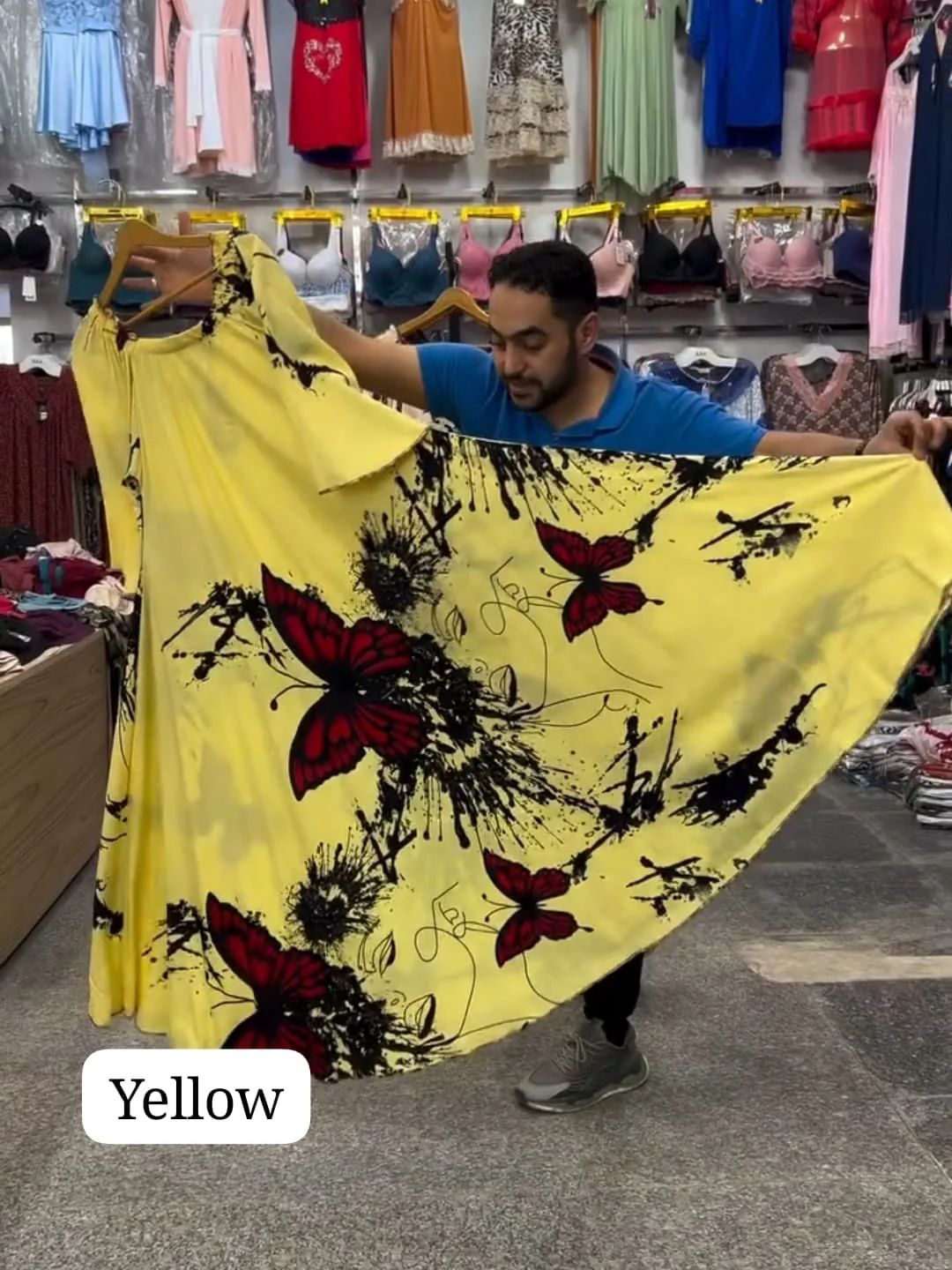 CH 554 Butterfly Printed A-Line Long Frock - Choozi