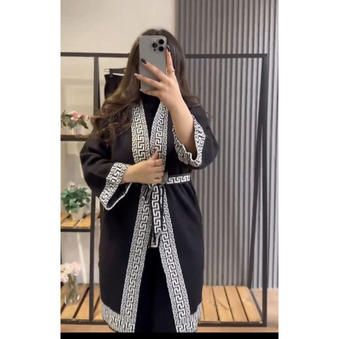CH # 388 Ready-To-Wear Printed Sides 3 Piece Dress High Neck + Upper + Trouser