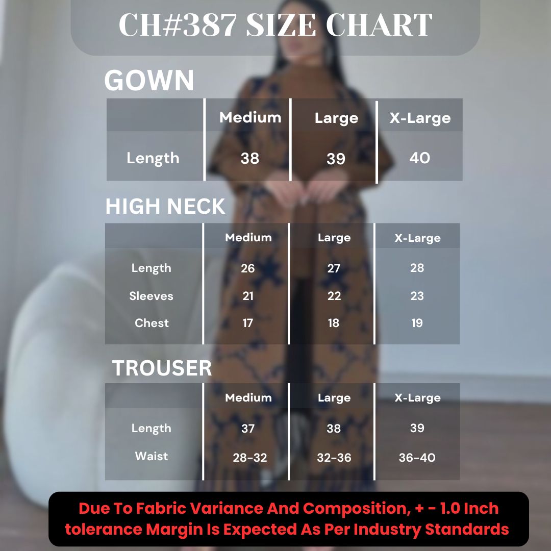 CH # 387 Ready-To-Wear 3 Piece Dress High Neck + Upper + Trouser
