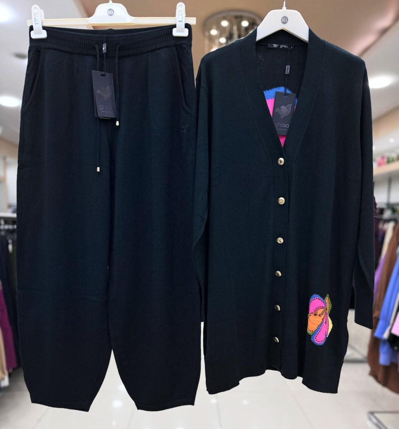 CH 485 Back Flower Printed Fleece Co ord Set For Winter