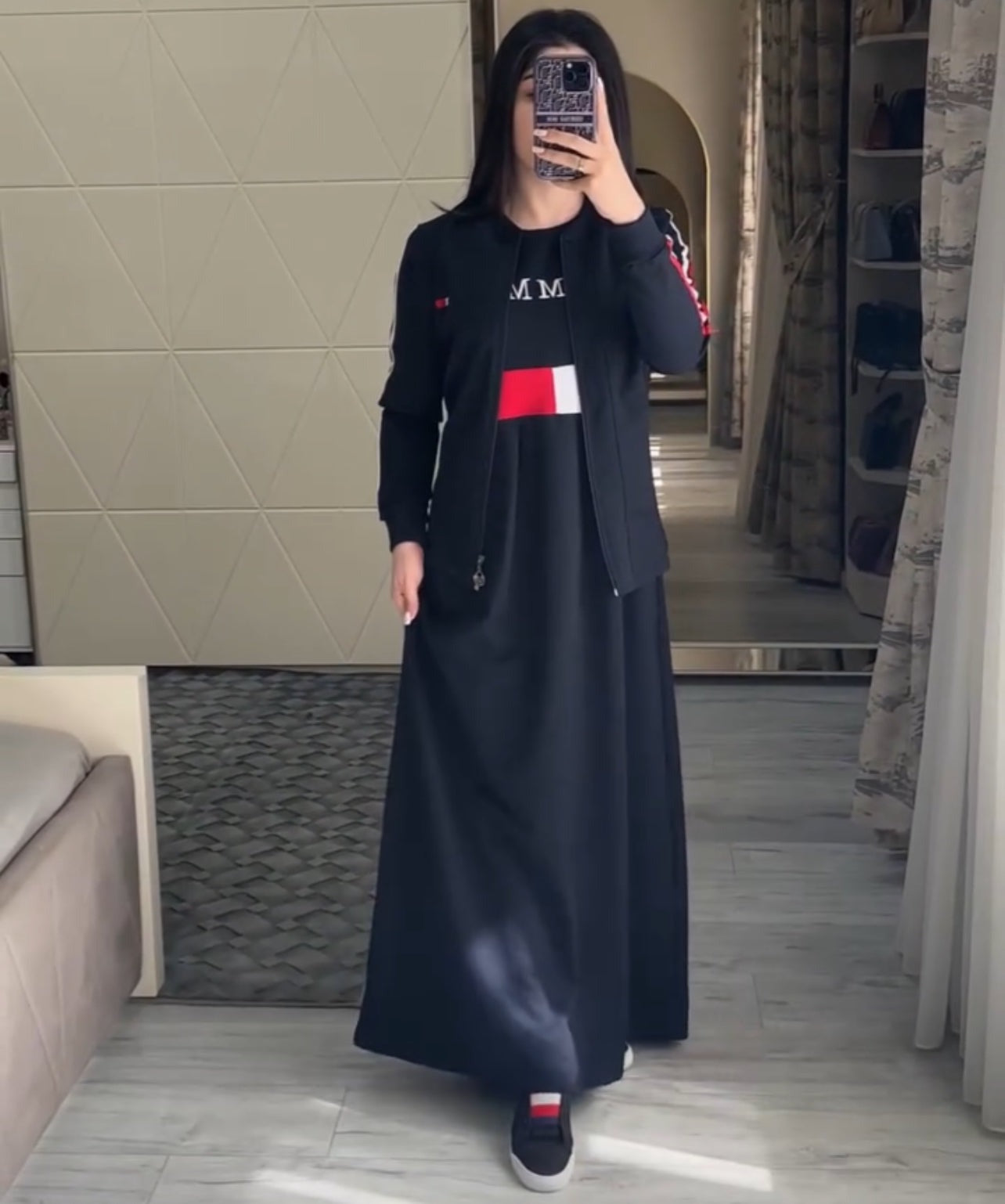 CH 492 2 Pcs Casual Outfit Upper With Long Inner Gown
