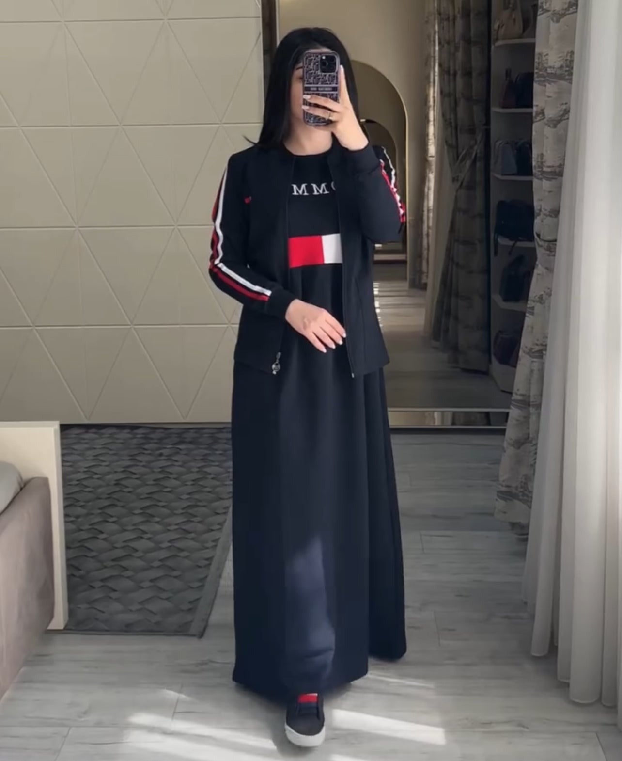 CH 492 2 Pcs Casual Outfit Upper With Long Inner Gown