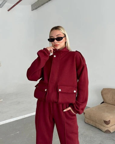 CH - 488 Mock Neck Cargo Pocket Winter Fleece Out-Fit