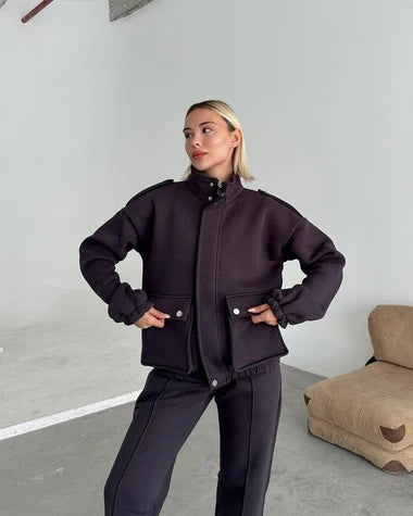 CH - 488 Mock Neck Cargo Pocket Winter Fleece Out-Fit
