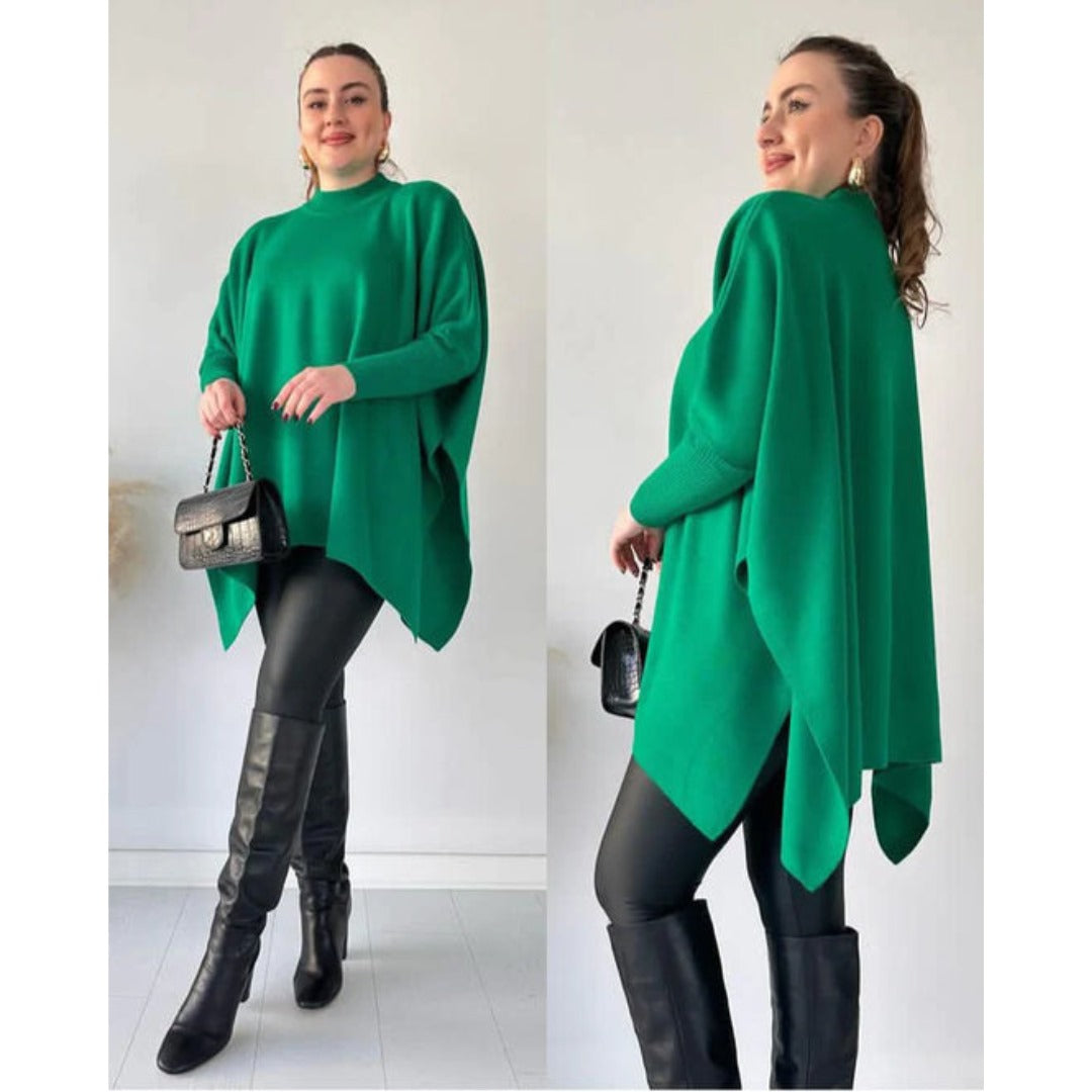 Batwing Style Fleece Shawl Poncho CH-395