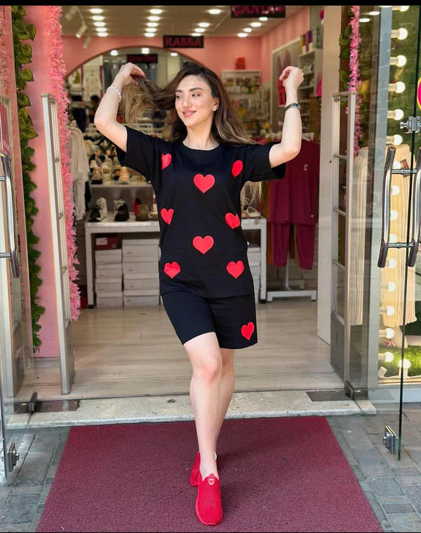CH 434 Heart Shape Printed T-Shirt Short