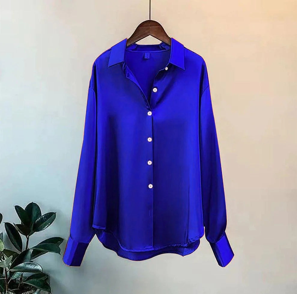 SILK EFFECT FRONT BUTTON FORMAL SHIRT CHK # P51