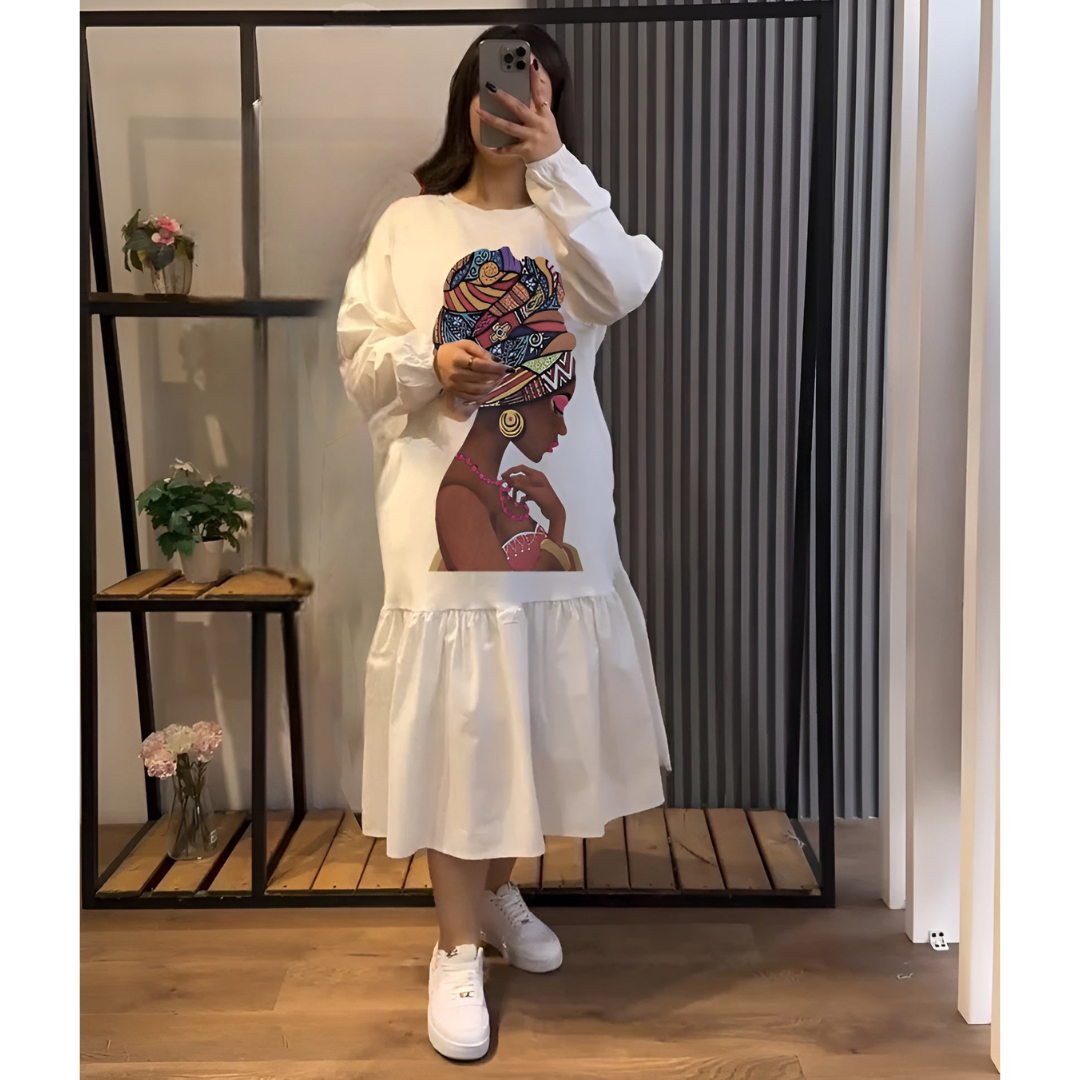CH 505 Coozi Wear Drop Shoulder Printed Long Frill Top For Winters