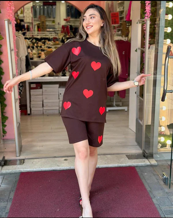 CH 434 Heart Shape Printed T-Shirt Short