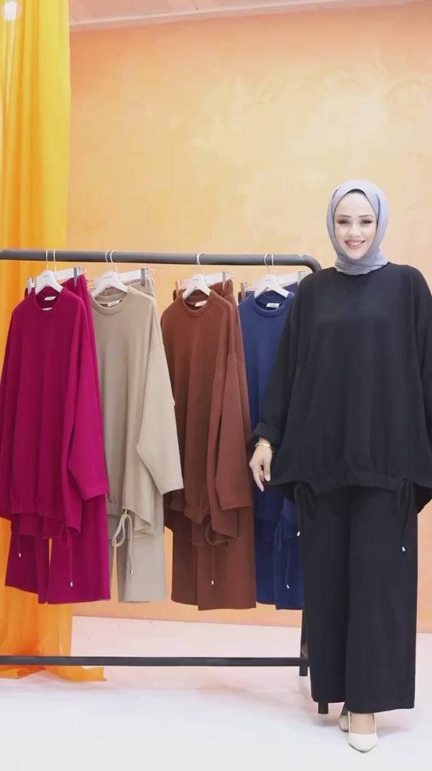 CH # 511 Choozi Wears Drop Shoulder Long Loose Winter Fleece Co ords set